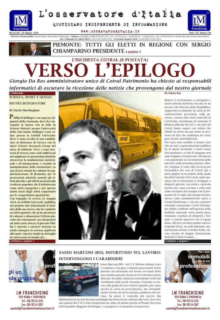 L'osservatore d'Italia edizione del 28 Maggio 2014